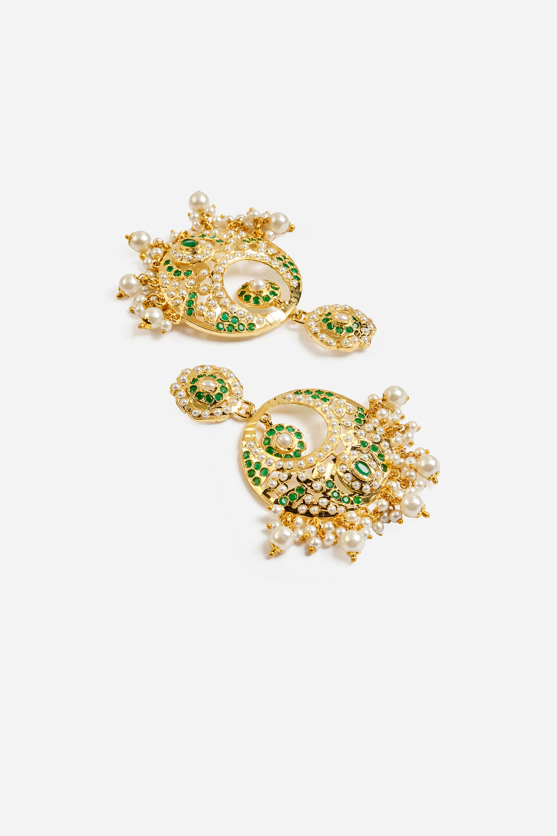 Green Moti Mahal Chandelier Earrings, , image 3